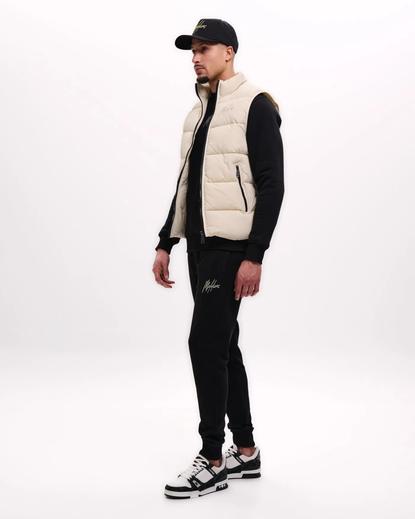 Malelions Men Matt Crinkle Padded Vest | Beige
