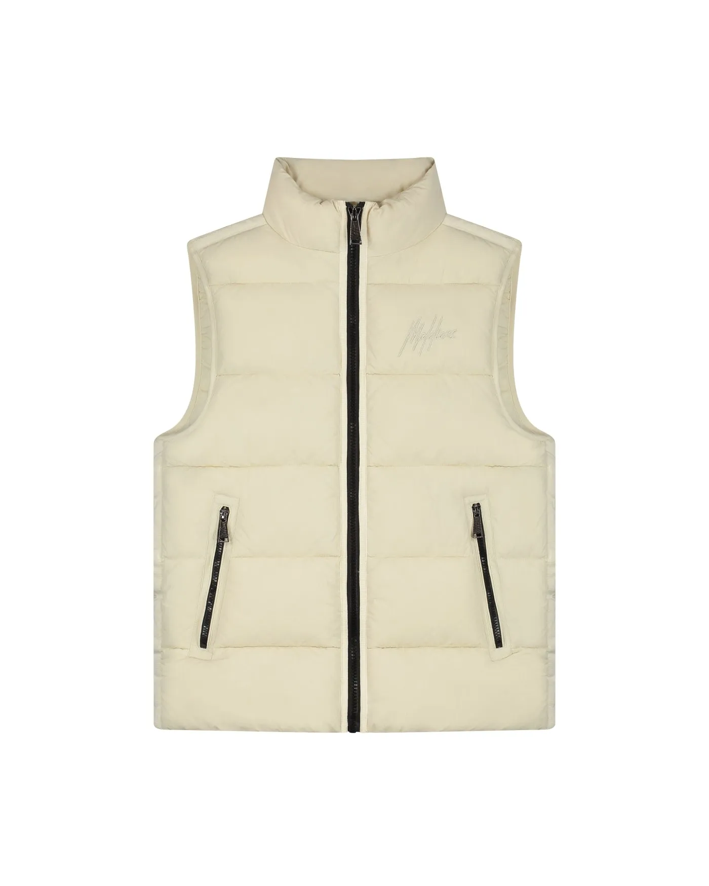 Malelions Men Matt Crinkle Padded Vest | Beige