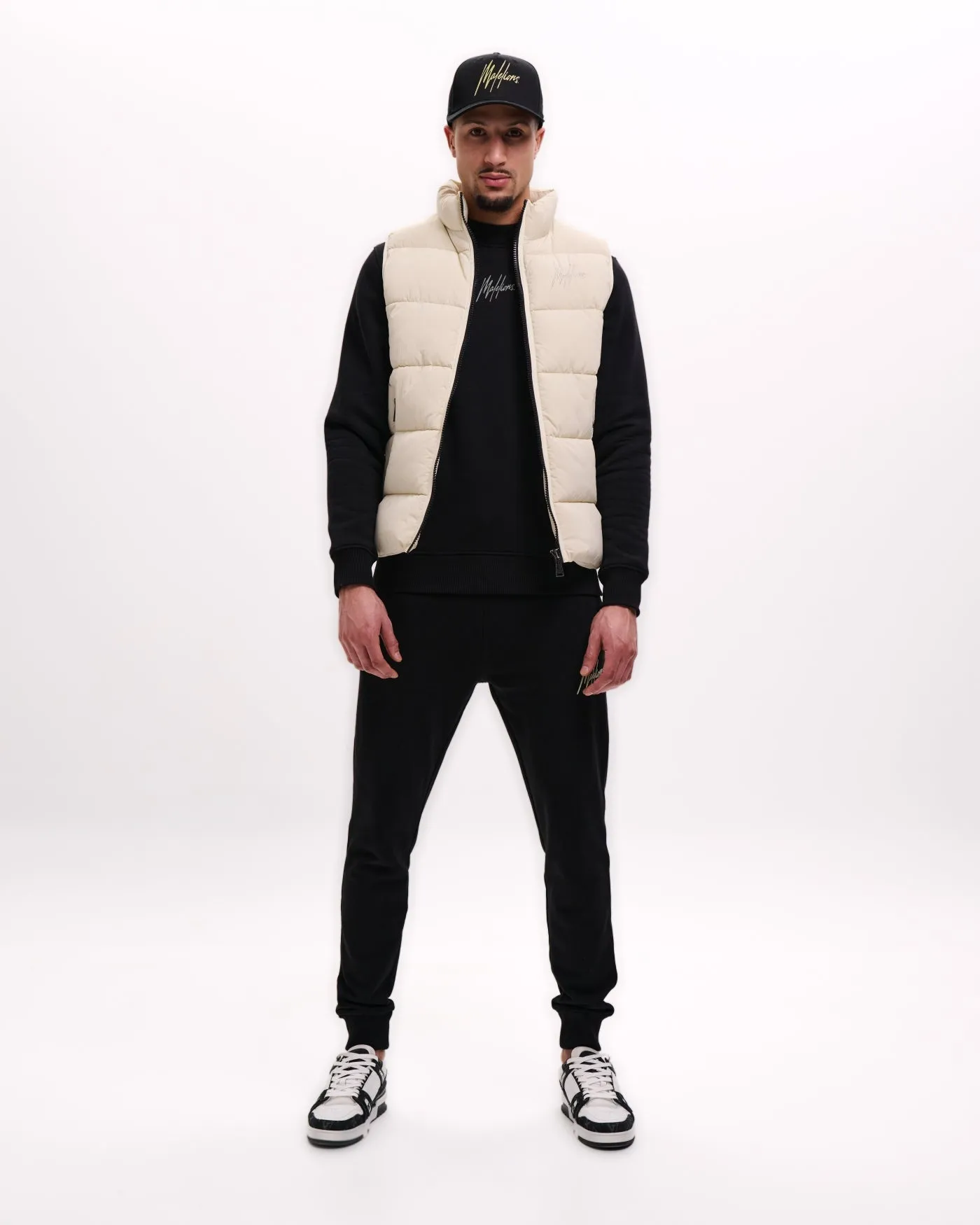 Malelions Men Matt Crinkle Padded Vest | Beige