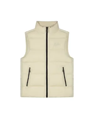Malelions Men Matt Crinkle Padded Vest | Beige
