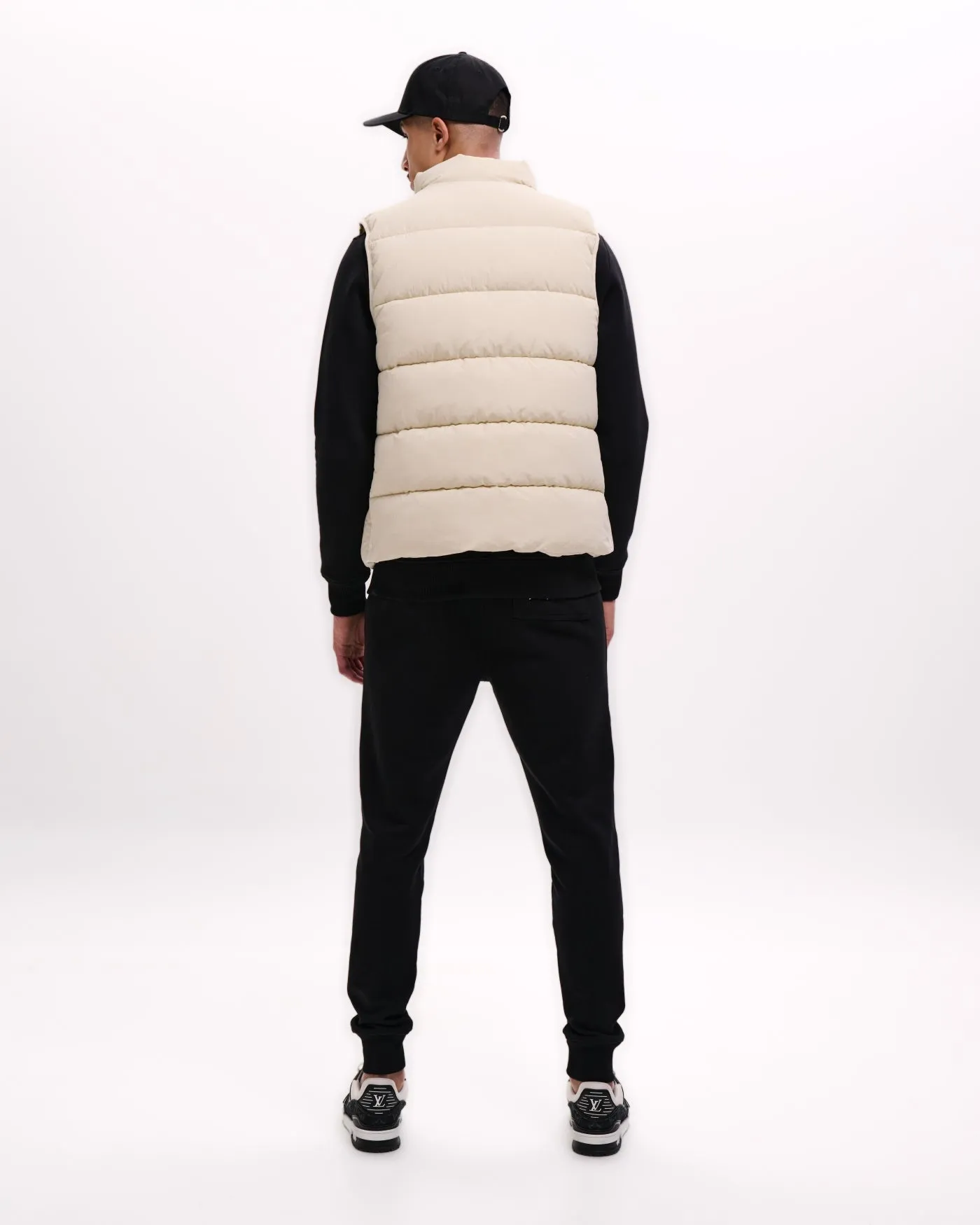 Malelions Men Matt Crinkle Padded Vest | Beige