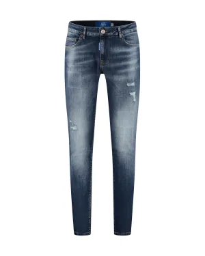Malelions Men Slim Regular Destroyed Jeans | Dark Blue