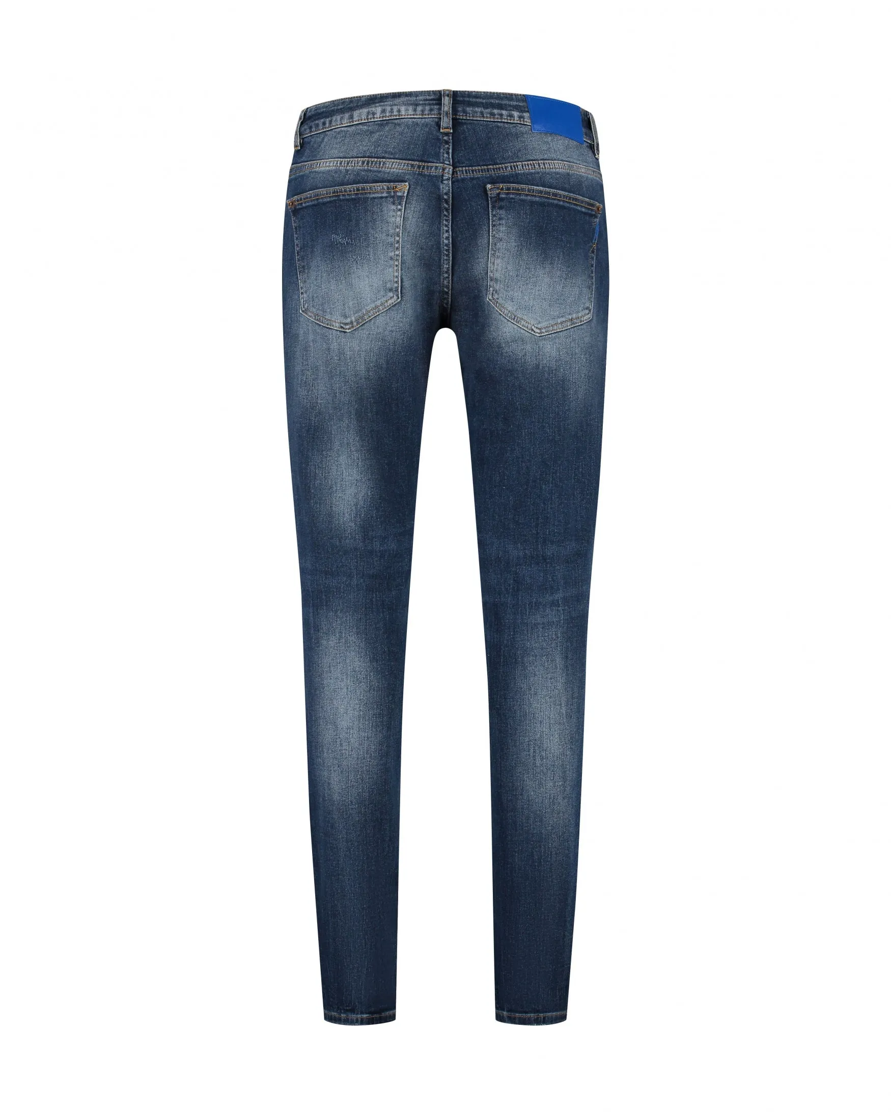 Malelions Men Slim Regular Destroyed Jeans | Dark Blue