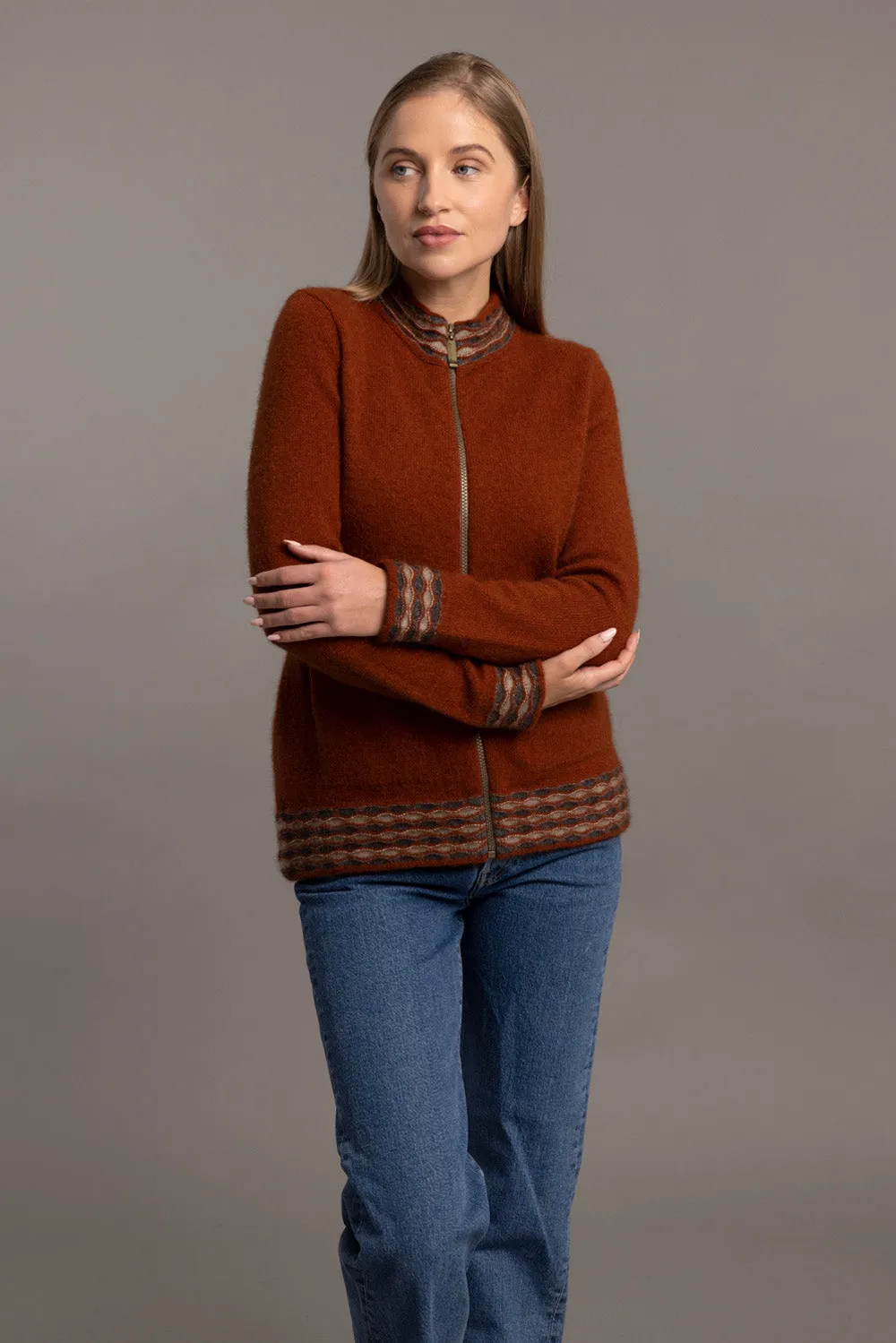 McDonald Wave Trim Zip Cardigan