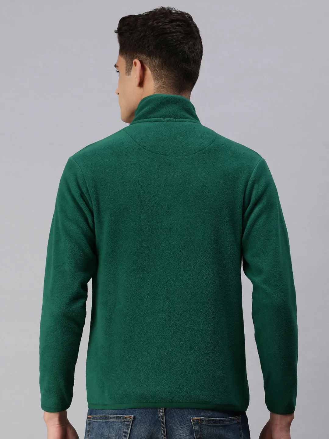 Men Green Solid Sweatshirt
