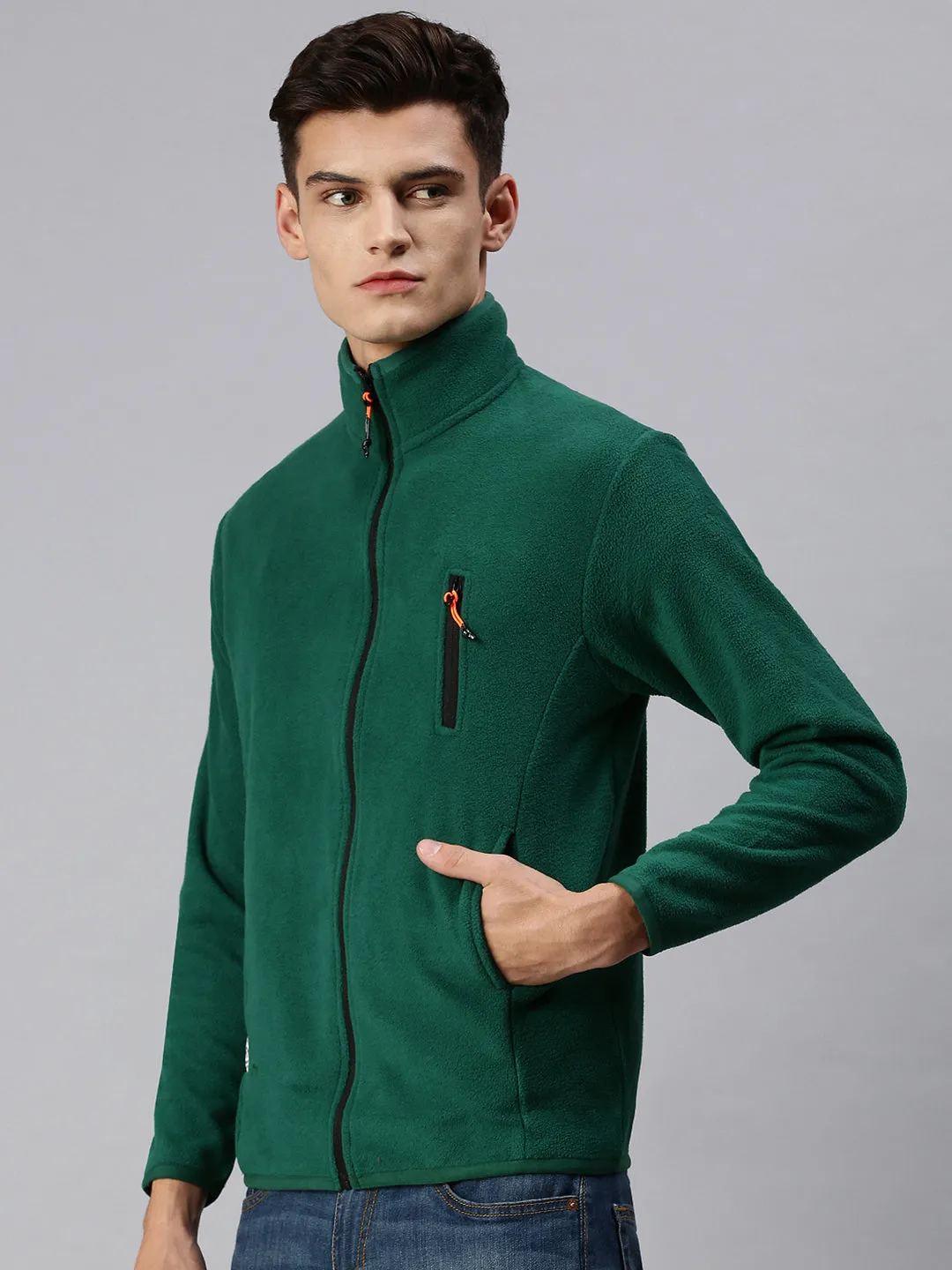 Men Green Solid Sweatshirt