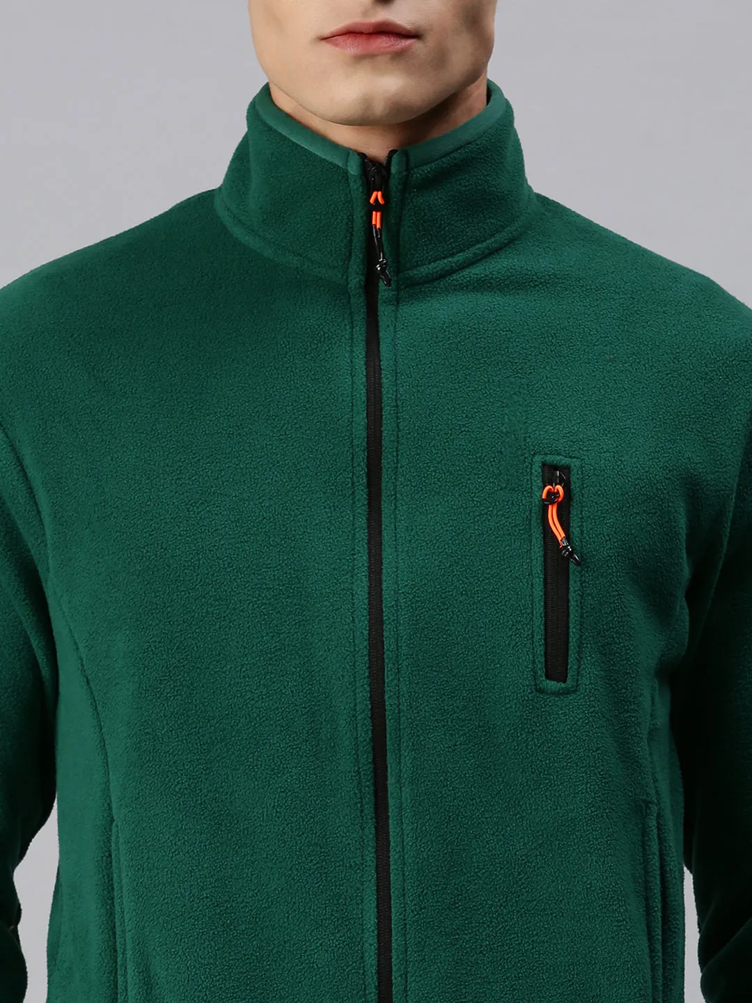 Men Green Solid Sweatshirt