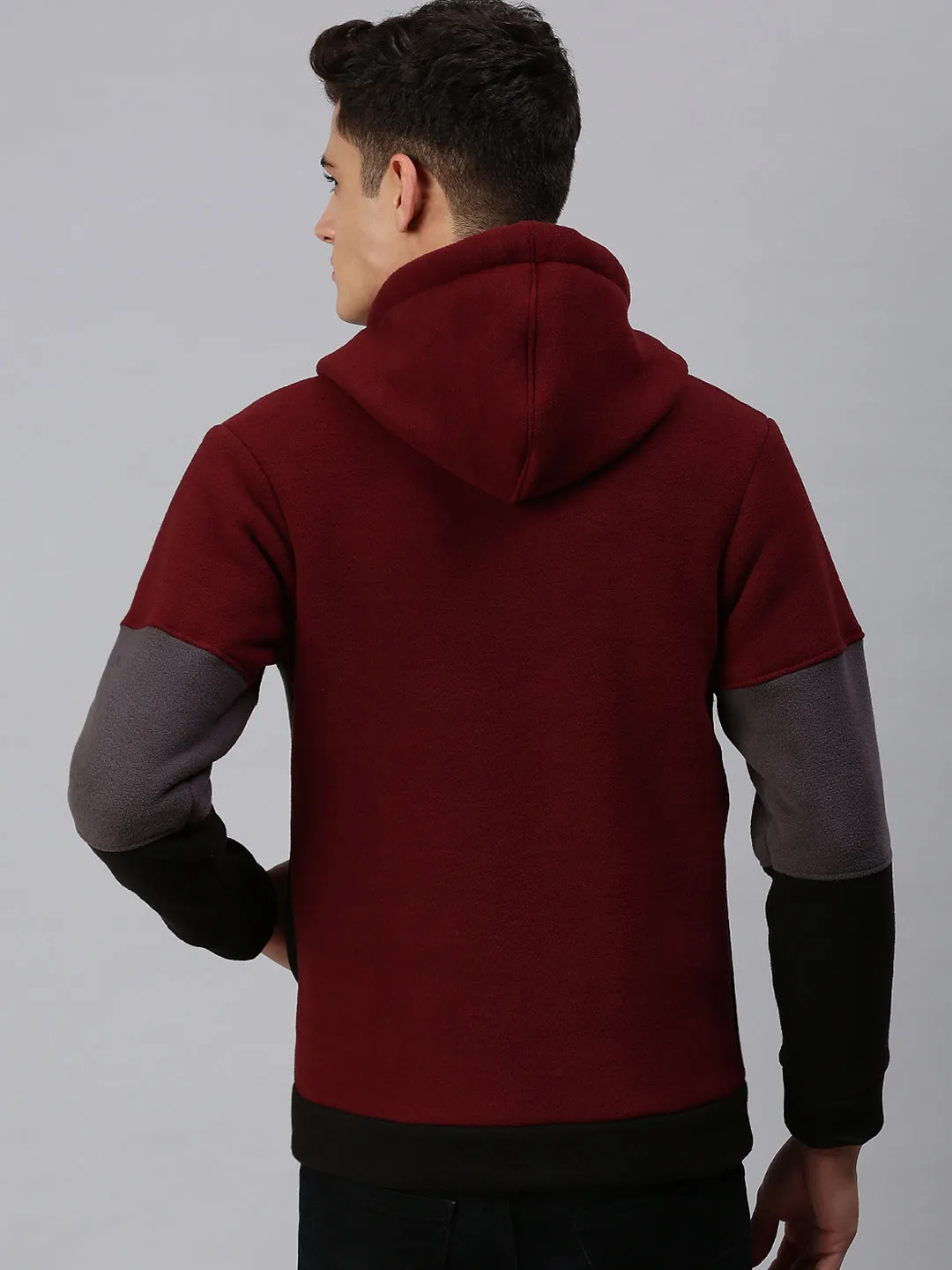 Men Hooded Colourblocked Multi Sweatshirt
