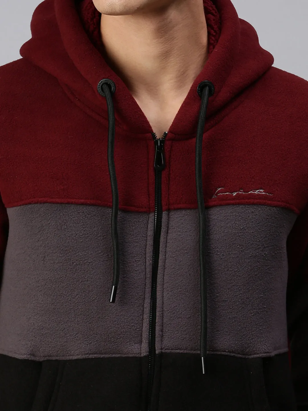 Men Hooded Colourblocked Multi Sweatshirt