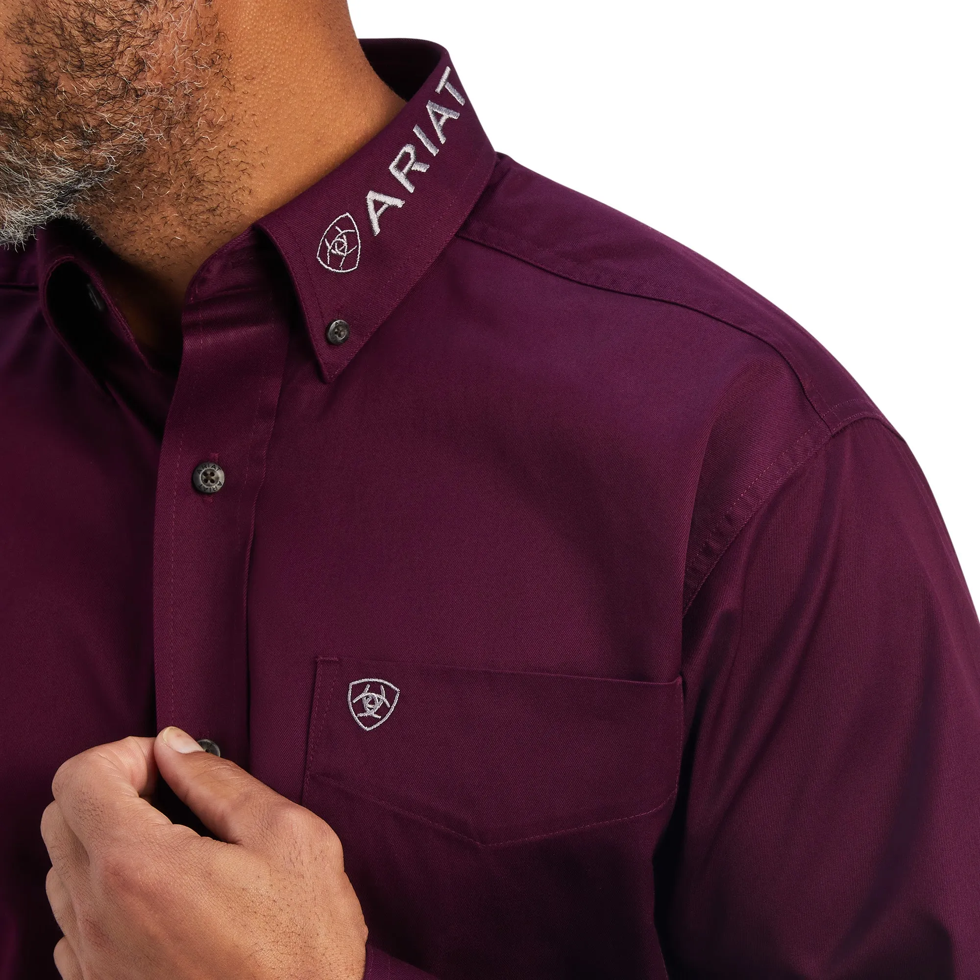 Men's Beet Purple Team Logo Long Sleeve Shirt