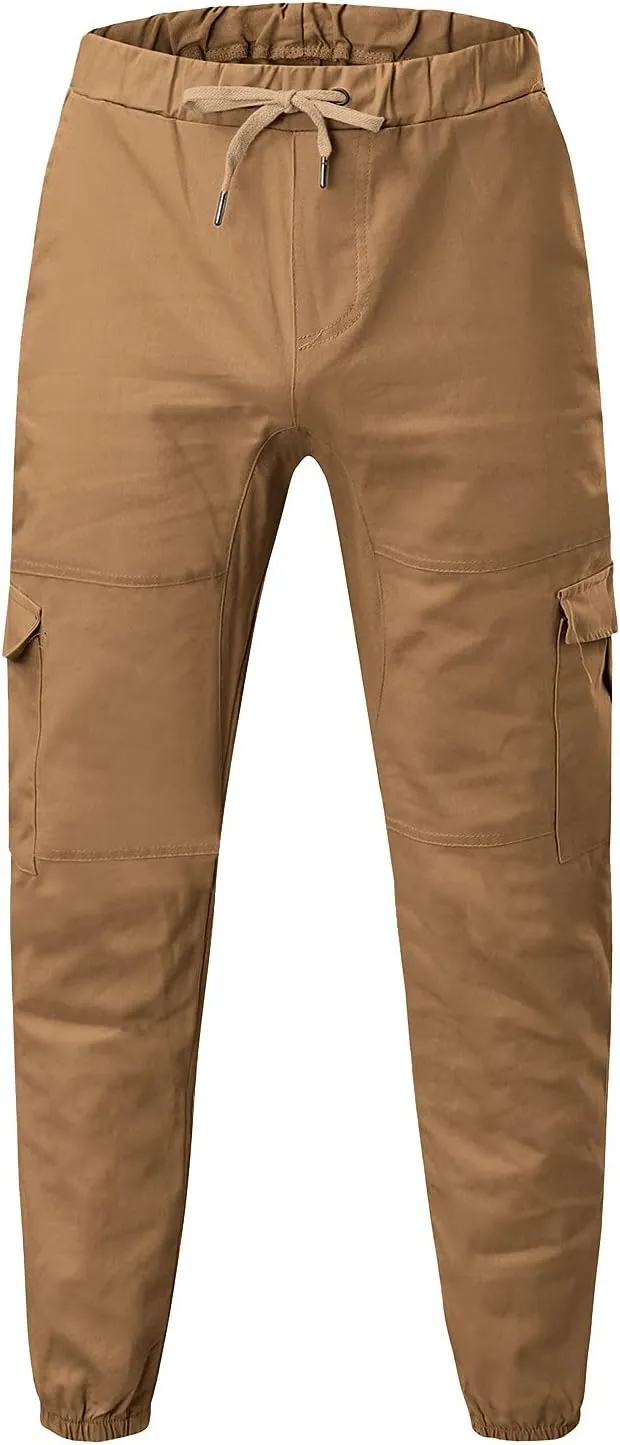 Men's Cargo Sweatpants Pants Lightweight Hiking Workout Jogger Mens Streetwear Reflective Tactical Track Pants Elastic