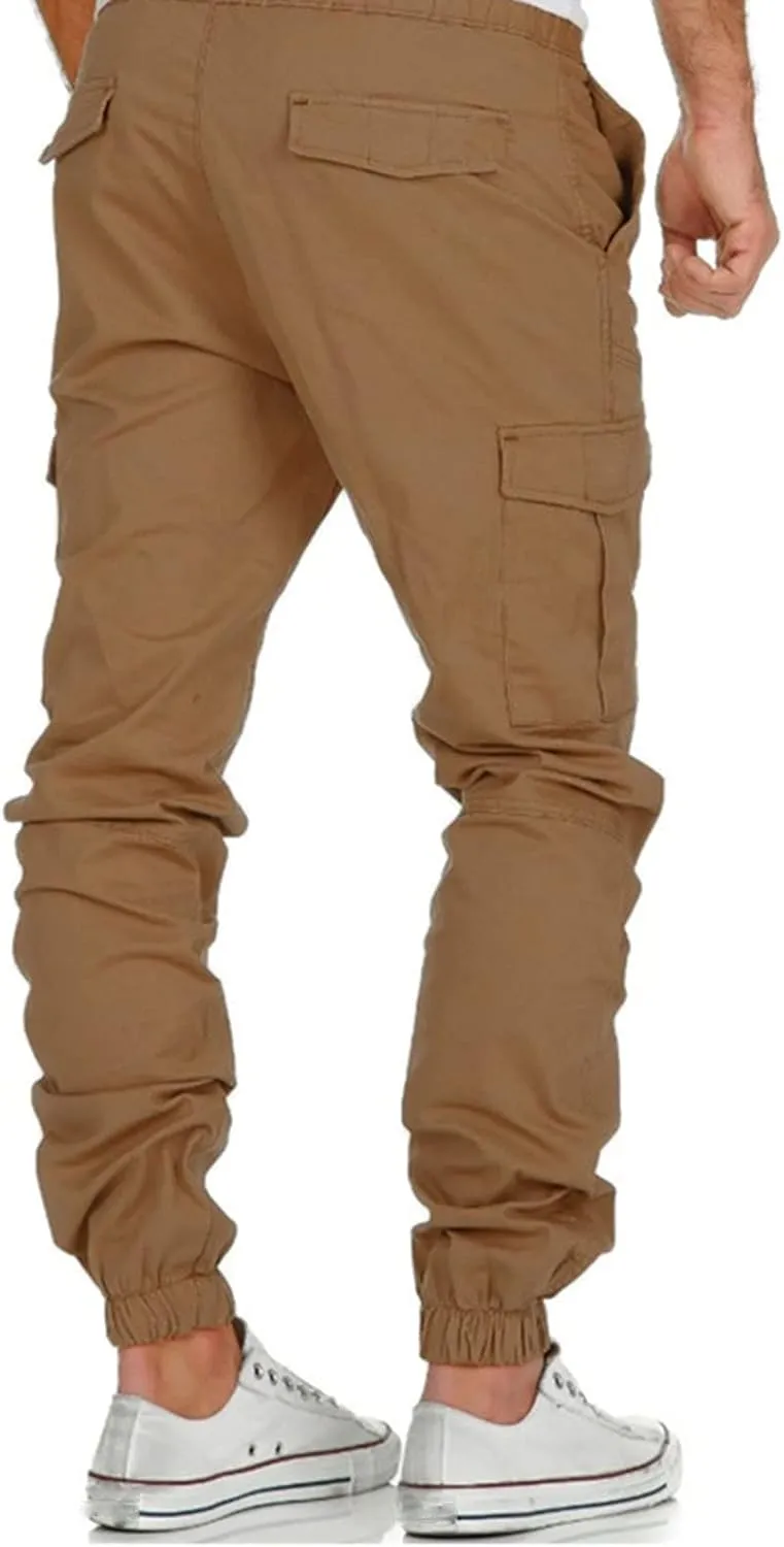 Men's Cargo Sweatpants Pants Lightweight Hiking Workout Jogger Mens Streetwear Reflective Tactical Track Pants Elastic