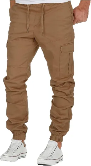Men's Cargo Sweatpants Pants Lightweight Hiking Workout Jogger Mens Streetwear Reflective Tactical Track Pants Elastic