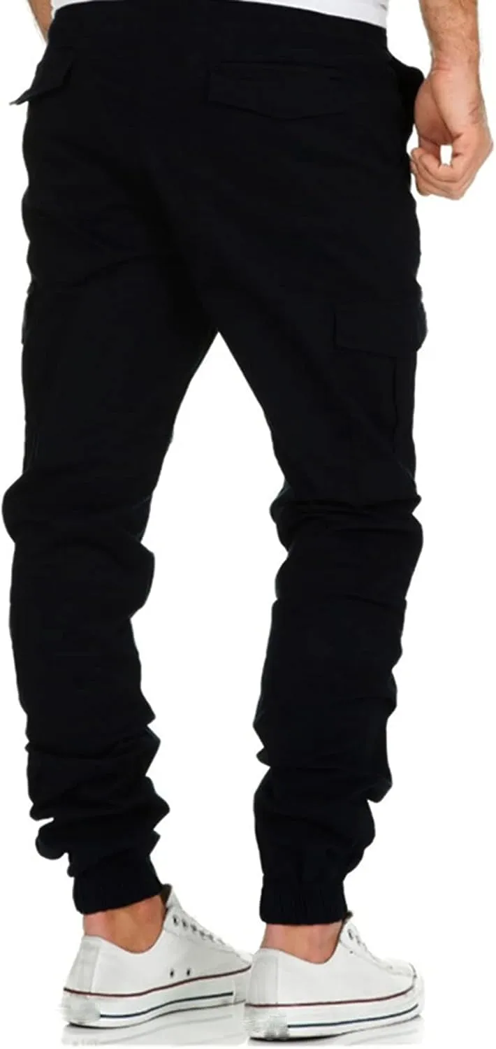 Men's Cargo Sweatpants Pants Lightweight Hiking Workout Jogger Mens Streetwear Reflective Tactical Track Pants Elastic