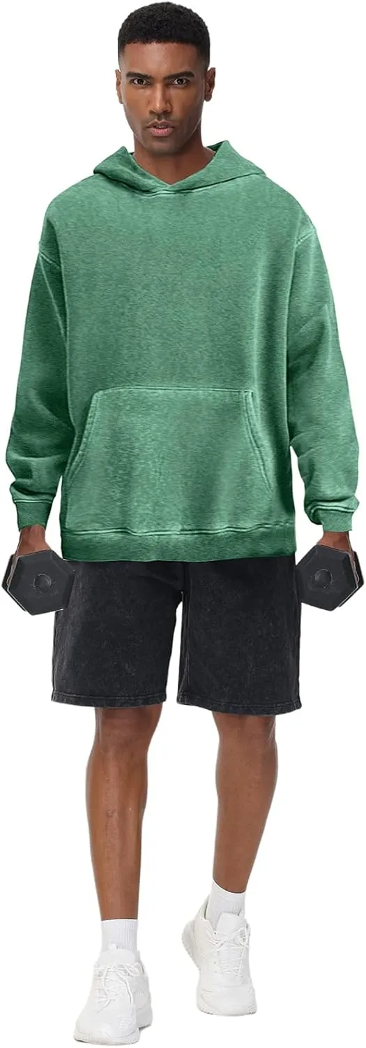 Mens Hoodies Pullover Oversized Hoodie Plush Cotton Hooded Couples Vintage Trendy Washed Streetwear Sweatshirt