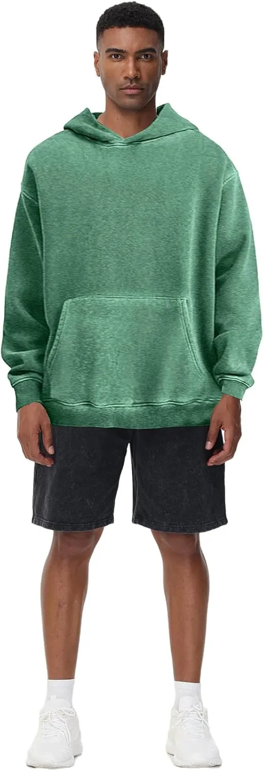 Mens Hoodies Pullover Oversized Hoodie Plush Cotton Hooded Couples Vintage Trendy Washed Streetwear Sweatshirt