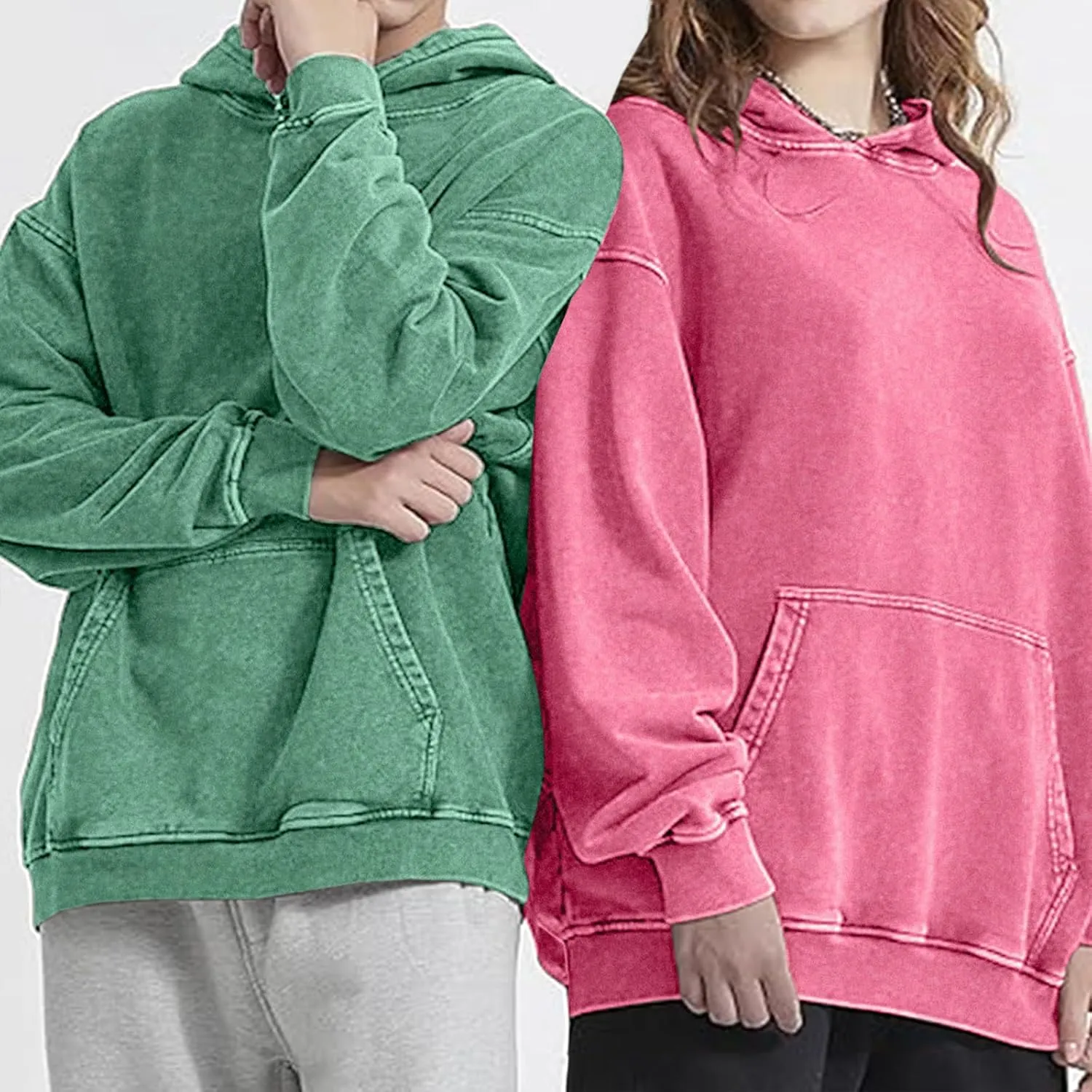 Mens Hoodies Pullover Oversized Hoodie Plush Cotton Hooded Couples Vintage Trendy Washed Streetwear Sweatshirt