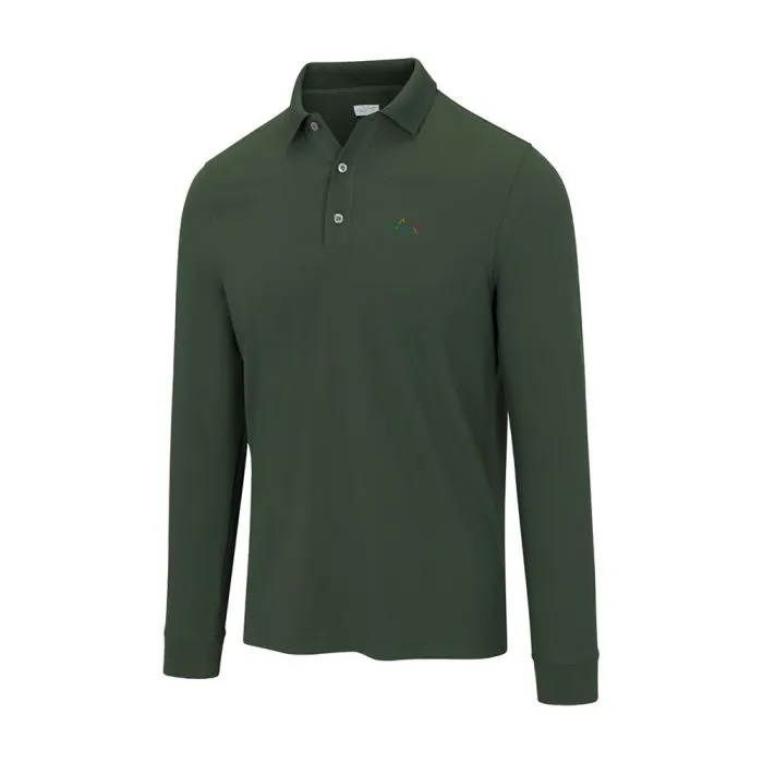 Men's Long Sleeve Golf Polo T-shirt - Olive