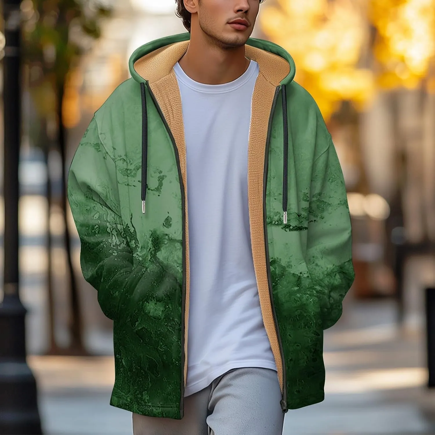 Mens Sherpa Lined Hoodie Full-Zip Winter Warm Hooded Heavyweight Thermal Fleece Sweatshirt