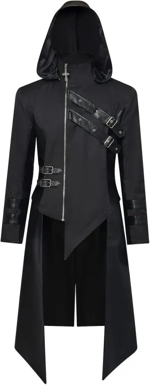 Men's Steampunk Coat Gothic Jacket Leather Tailcoat Medieval Costume