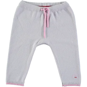 Merino Knitted Baby Leggings - Pearl Grey & Rose