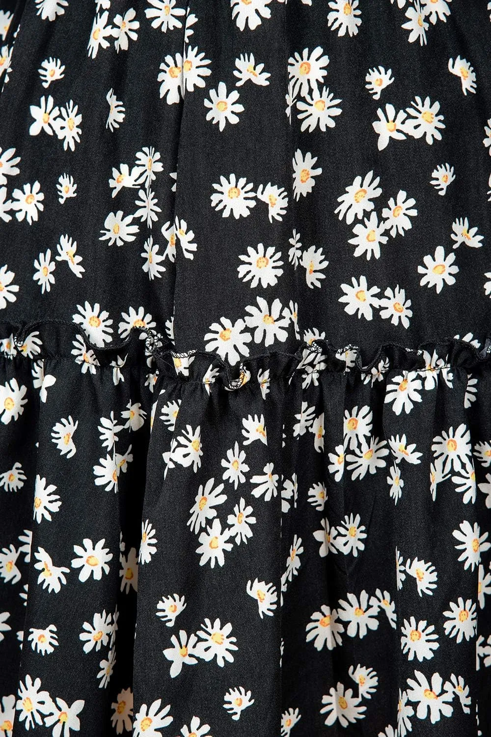 MiShow Daisy Floral Print Flounce Skirt Pleated Ruffle Hem Cute Beach A Line Short Skirts