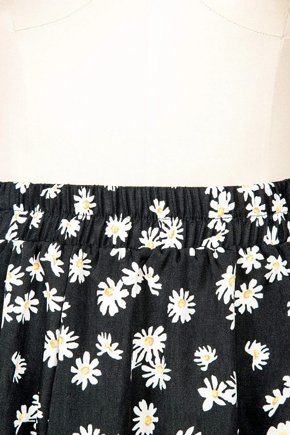 MiShow Daisy Floral Print Flounce Skirt Pleated Ruffle Hem Cute Beach A Line Short Skirts
