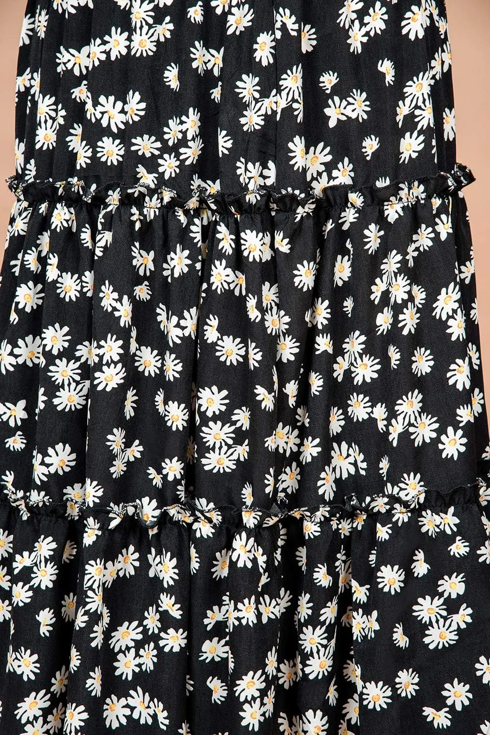 MiShow Daisy Floral Print Flounce Skirt Pleated Ruffle Hem Cute Beach A Line Short Skirts