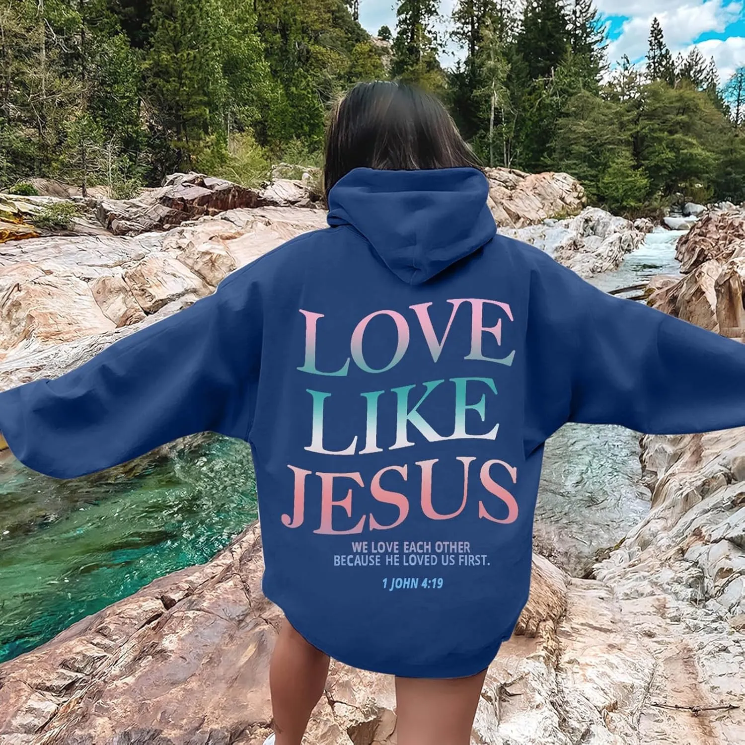 Oversized Hoodies for Women Loose Fit Letter Graphic Sweatshirts 2024 Fall Pullover Sweaters Teen Girls Preppy Top