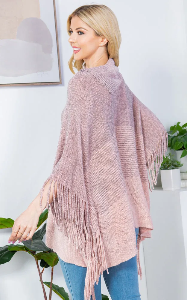 PA4209 Turtle Neck Poncho W/ Buttons and Tassels