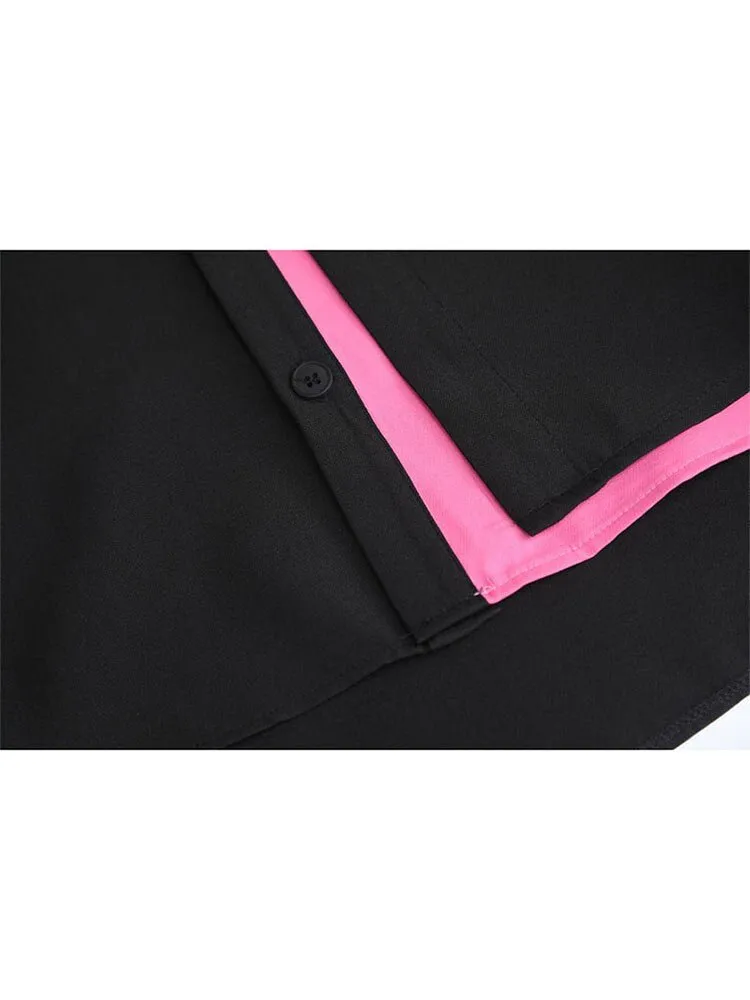 Pre Order:  Asymmetric Black Pink Oversized Shirt