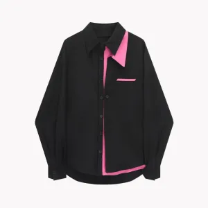 Pre Order:  Asymmetric Black Pink Oversized Shirt