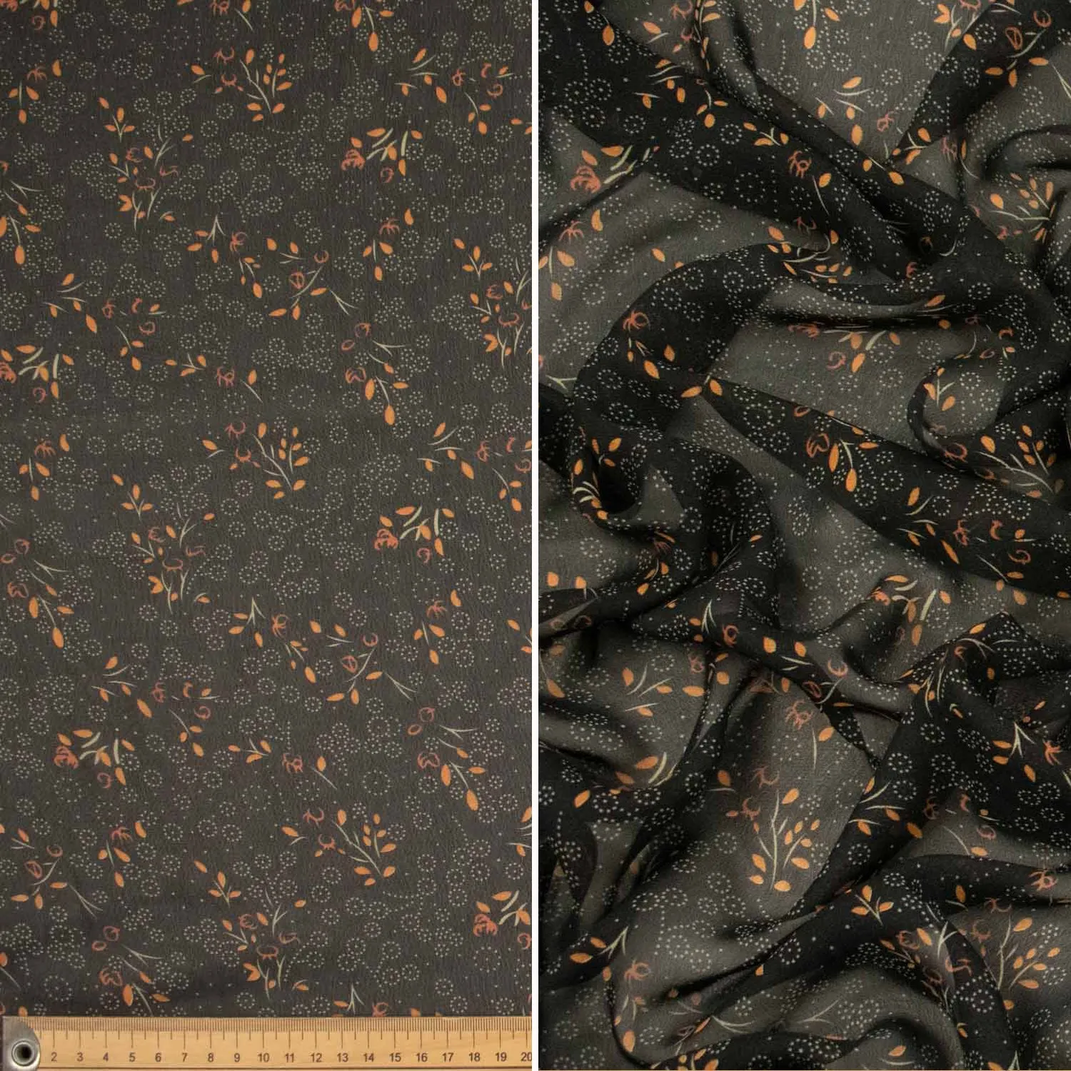 Printed Chiffon Design-90 Mini Leaves