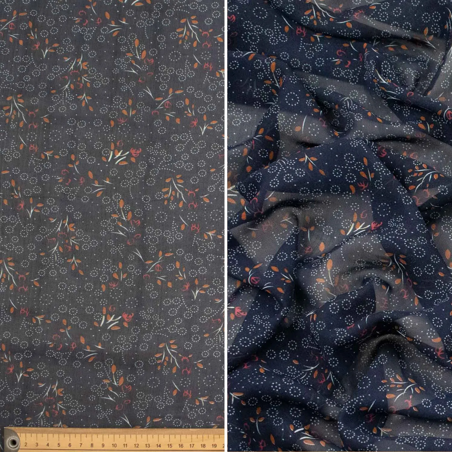 Printed Chiffon Design-90 Mini Leaves