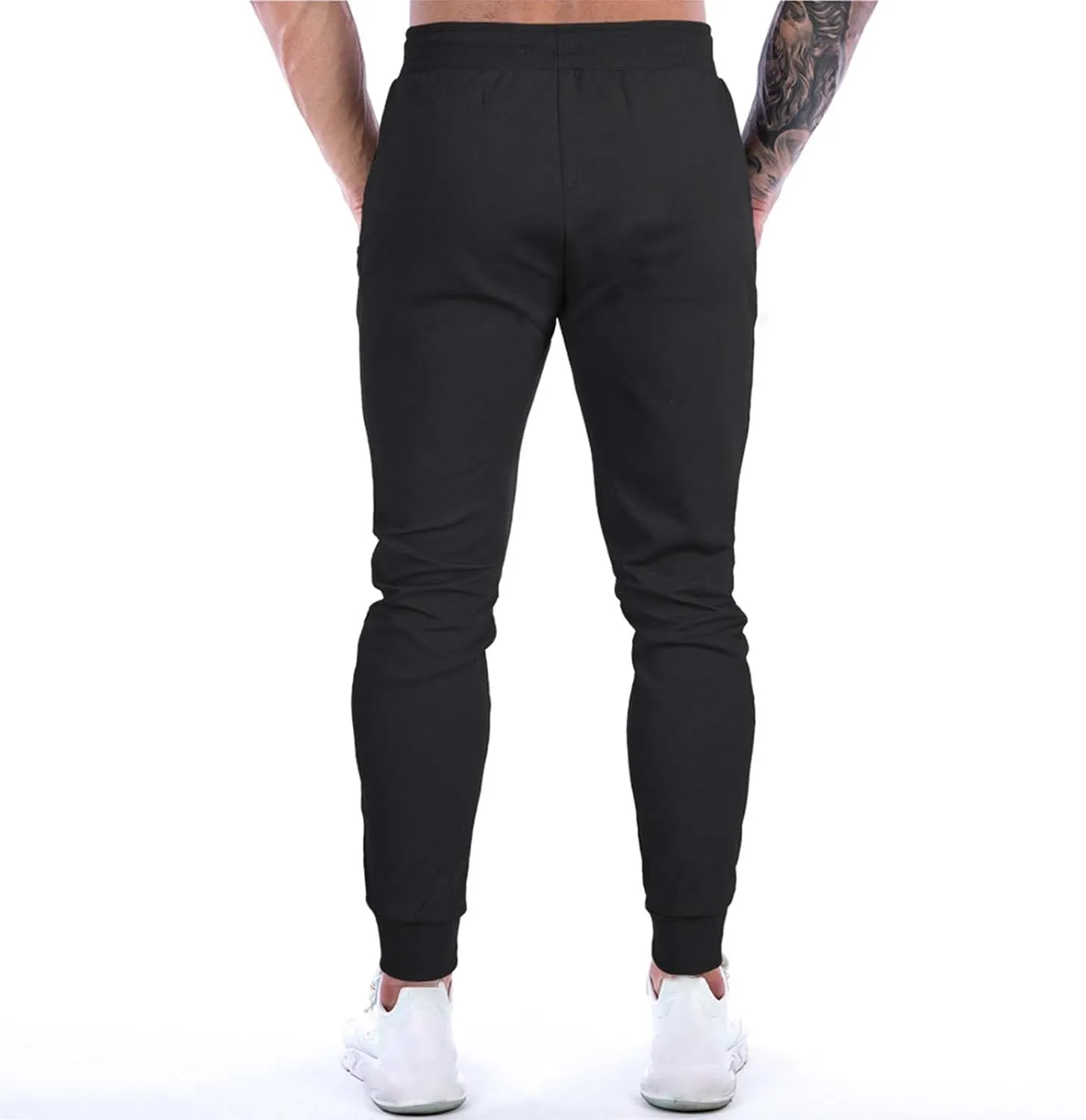 QWENTMTNTY Mens Jogger Pants Slim Fit Casual Elastic Waist Skinny Athletic Sweatpants Fashion Patchwork Workout Joggers