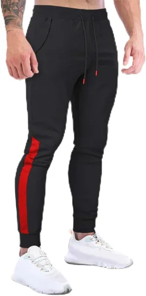 QWENTMTNTY Mens Jogger Pants Slim Fit Casual Elastic Waist Skinny Athletic Sweatpants Fashion Patchwork Workout Joggers