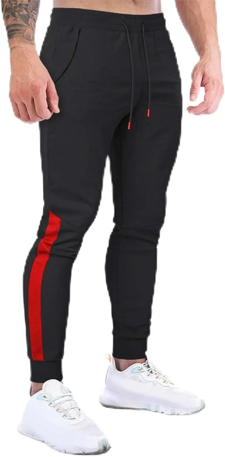 QWENTMTNTY Mens Jogger Pants Slim Fit Casual Elastic Waist Skinny Athletic Sweatpants Fashion Patchwork Workout Joggers