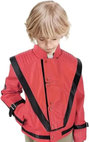 Red Leather Jacket for Audlts Kids Tolloder Dance Costumes Celebrate Festival Dress Halloween