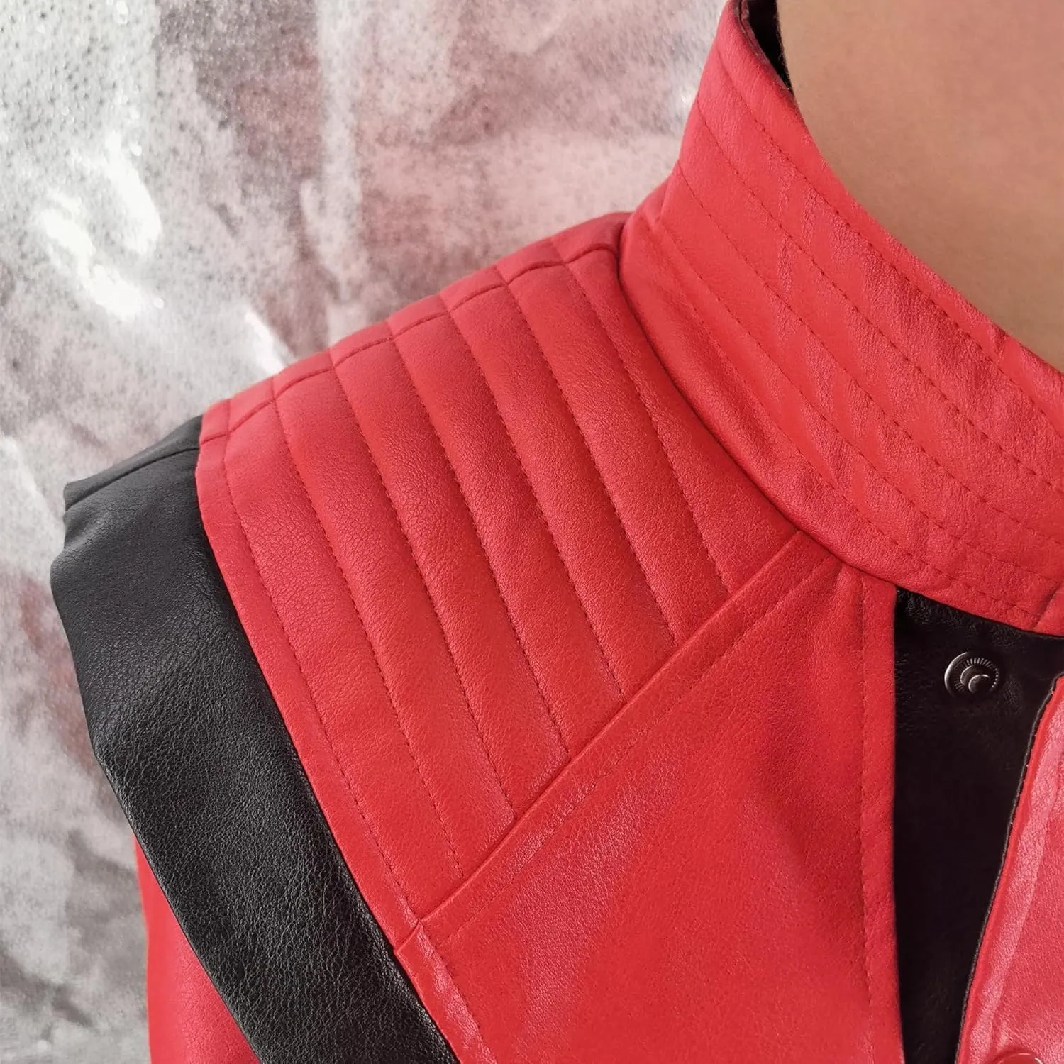 Red Leather Jacket for Audlts Kids Tolloder Dance Costumes Celebrate Festival Dress Halloween