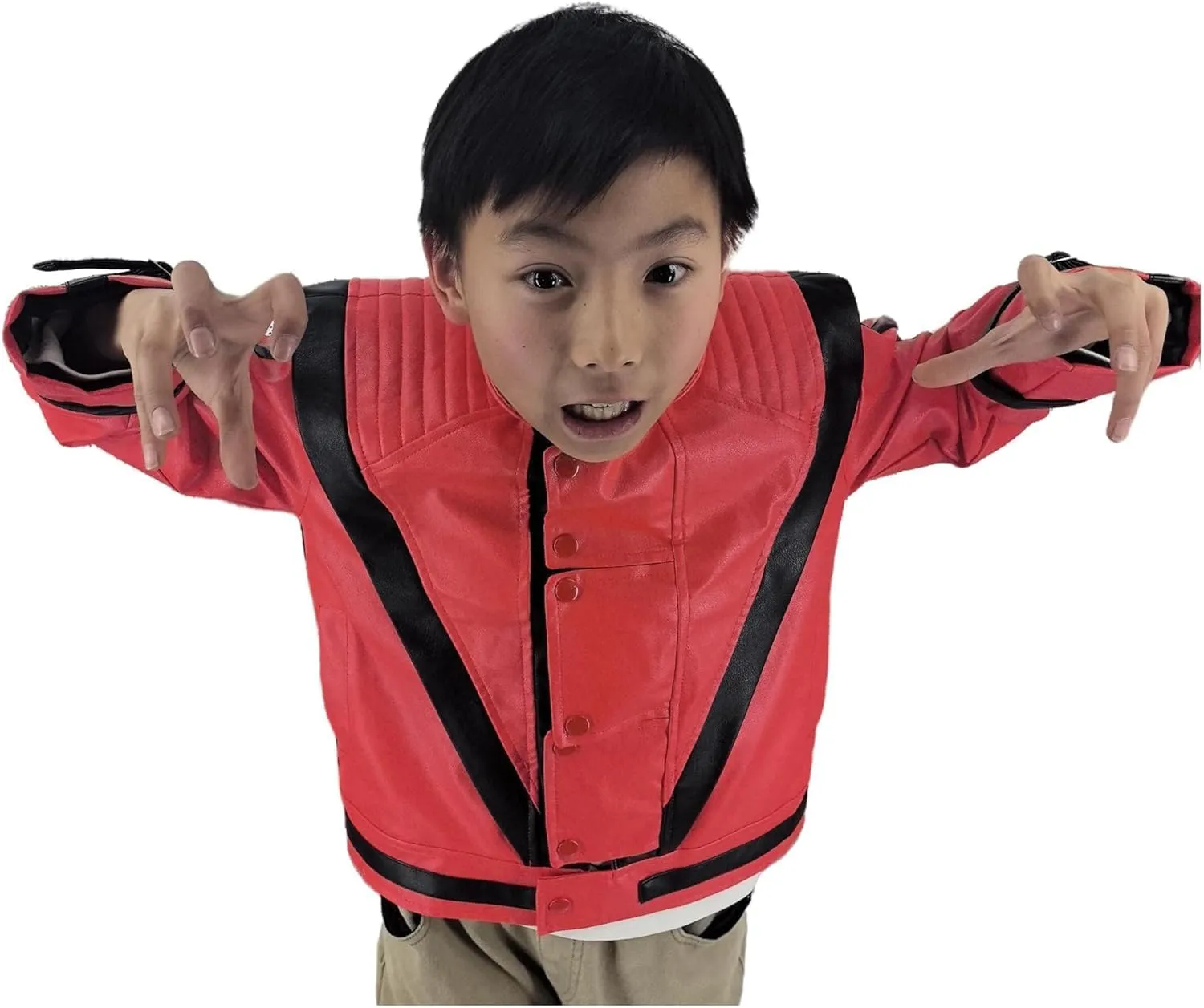 Red Leather Jacket for Audlts Kids Tolloder Dance Costumes Celebrate Festival Dress Halloween