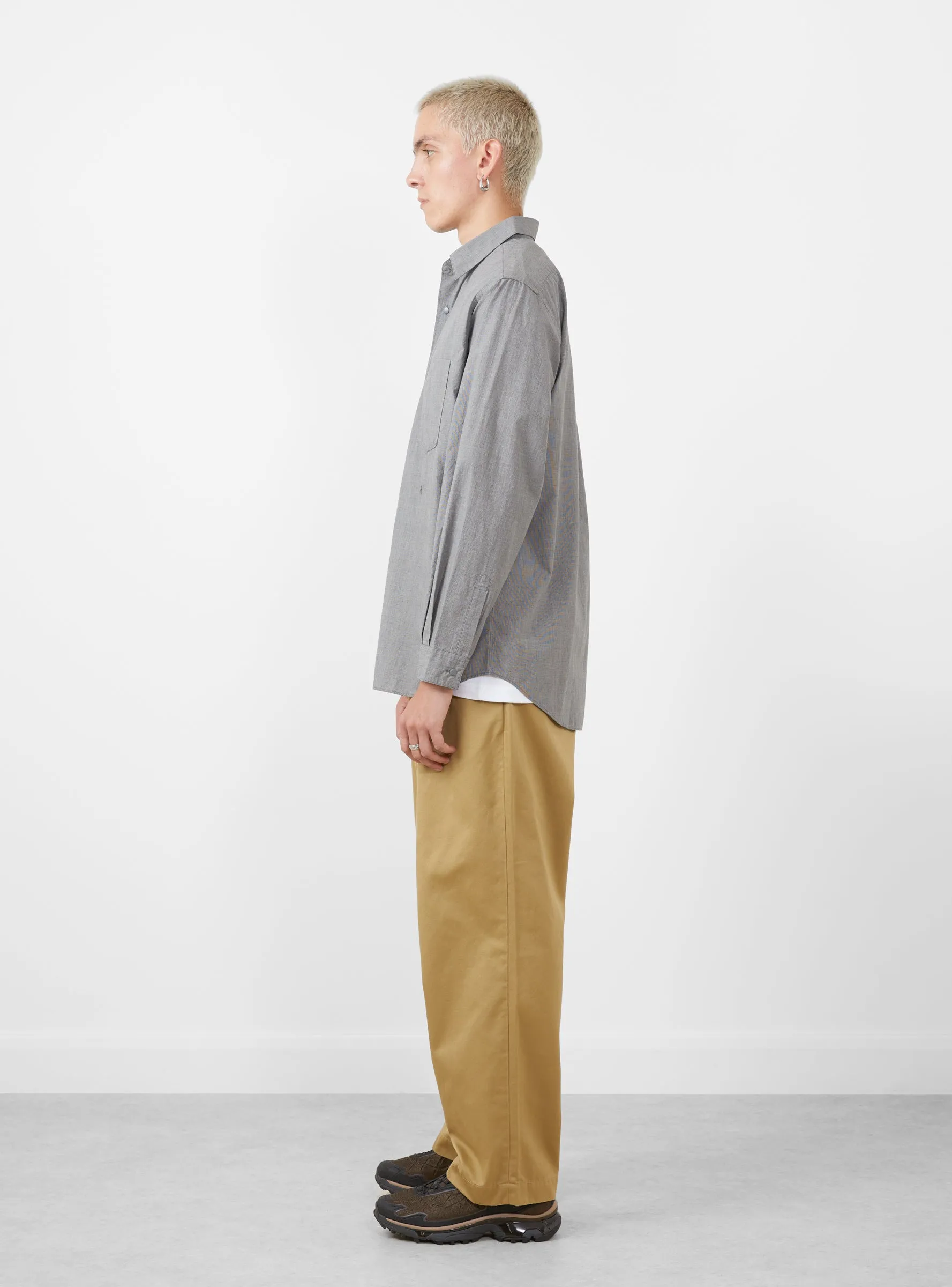 Regular Collar Wind Shirt Grey