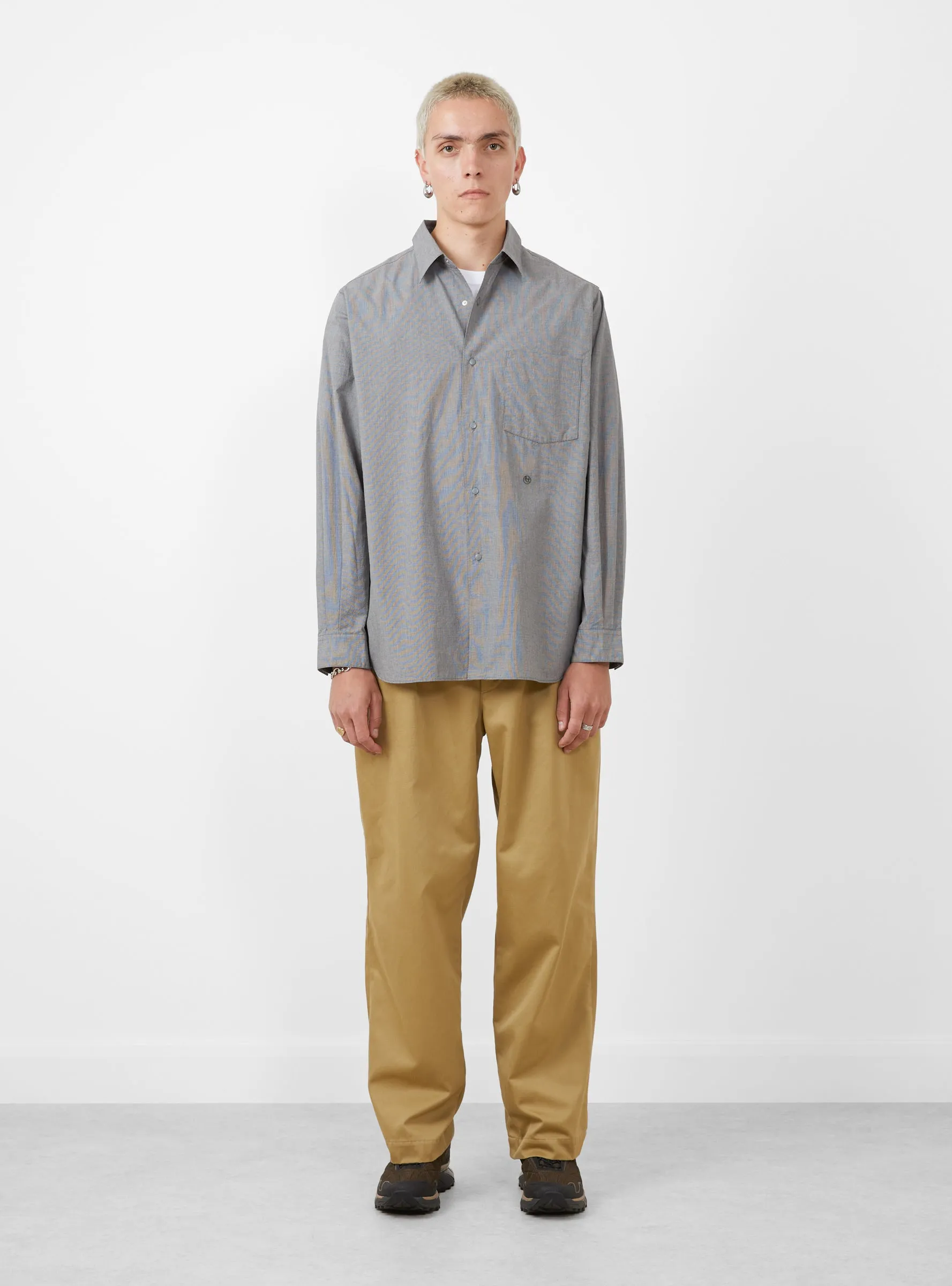 Regular Collar Wind Shirt Grey