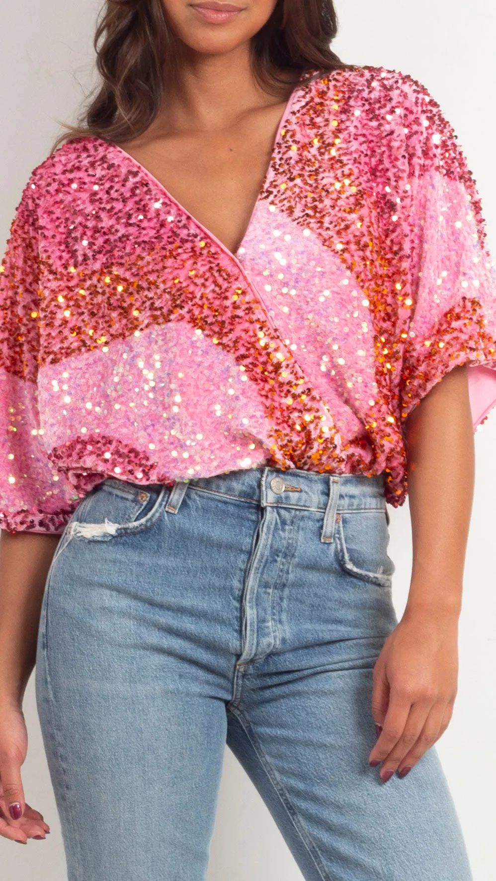 Sheila Sequin Bodysuit - Pink