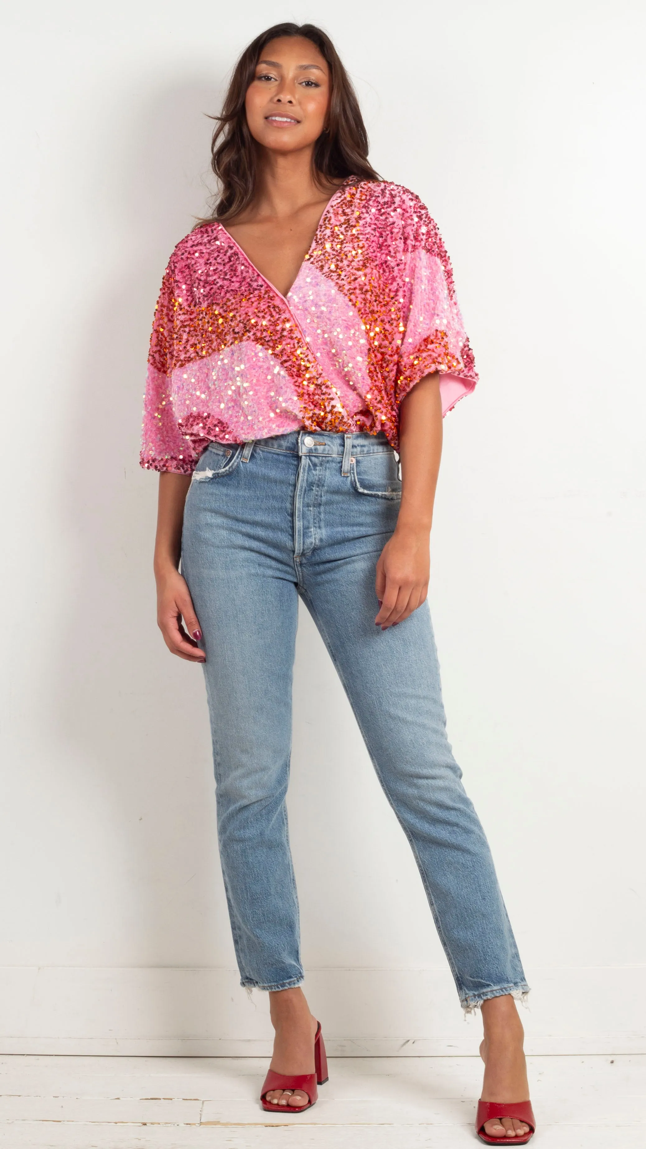 Sheila Sequin Bodysuit - Pink