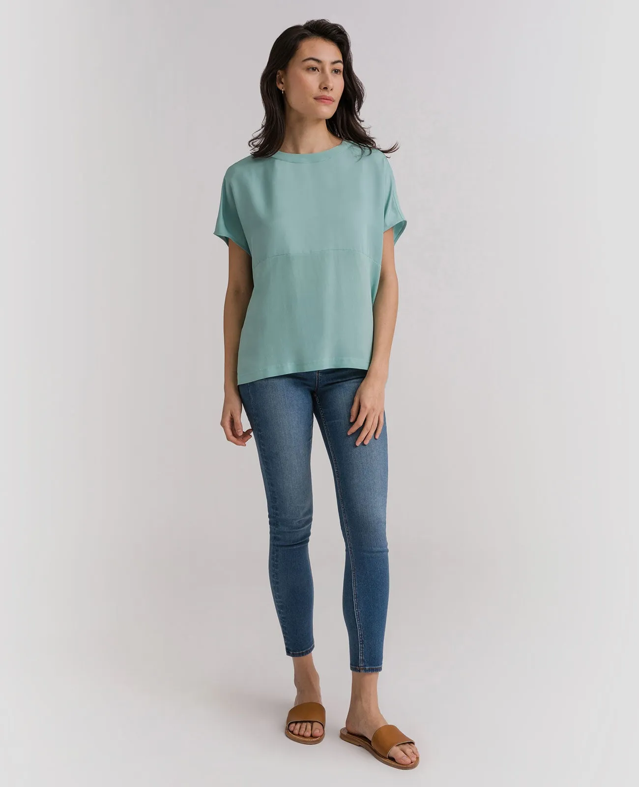 Silk Dropped Shoulder Tee