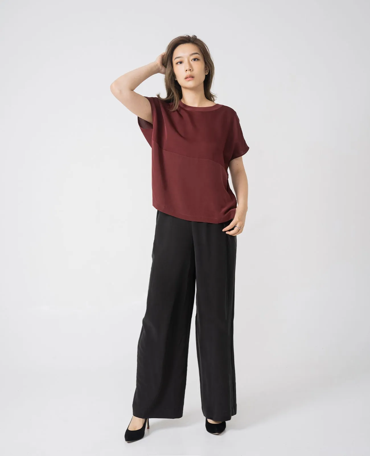 Silk Dropped Shoulder Tee
