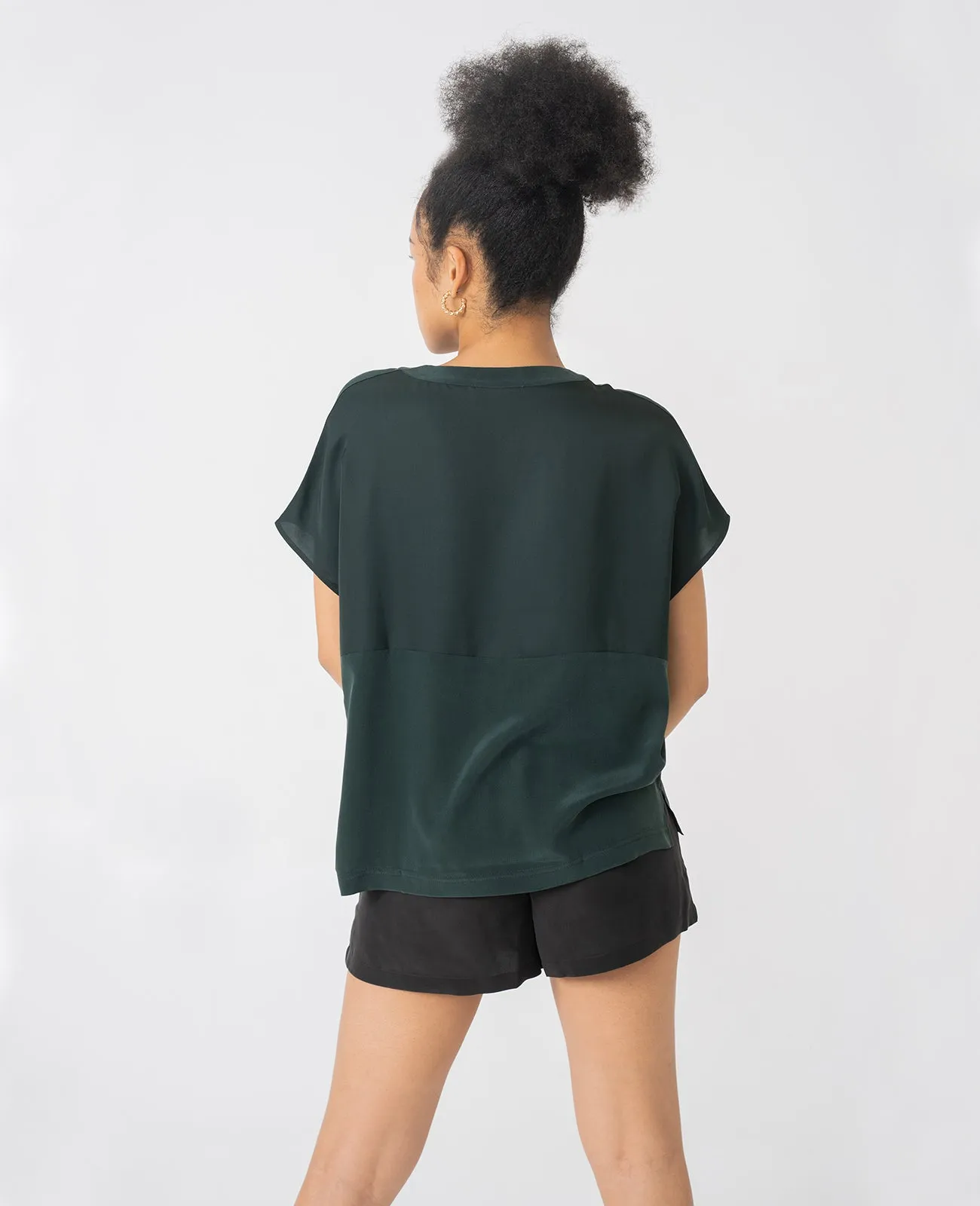 Silk Dropped Shoulder Tee
