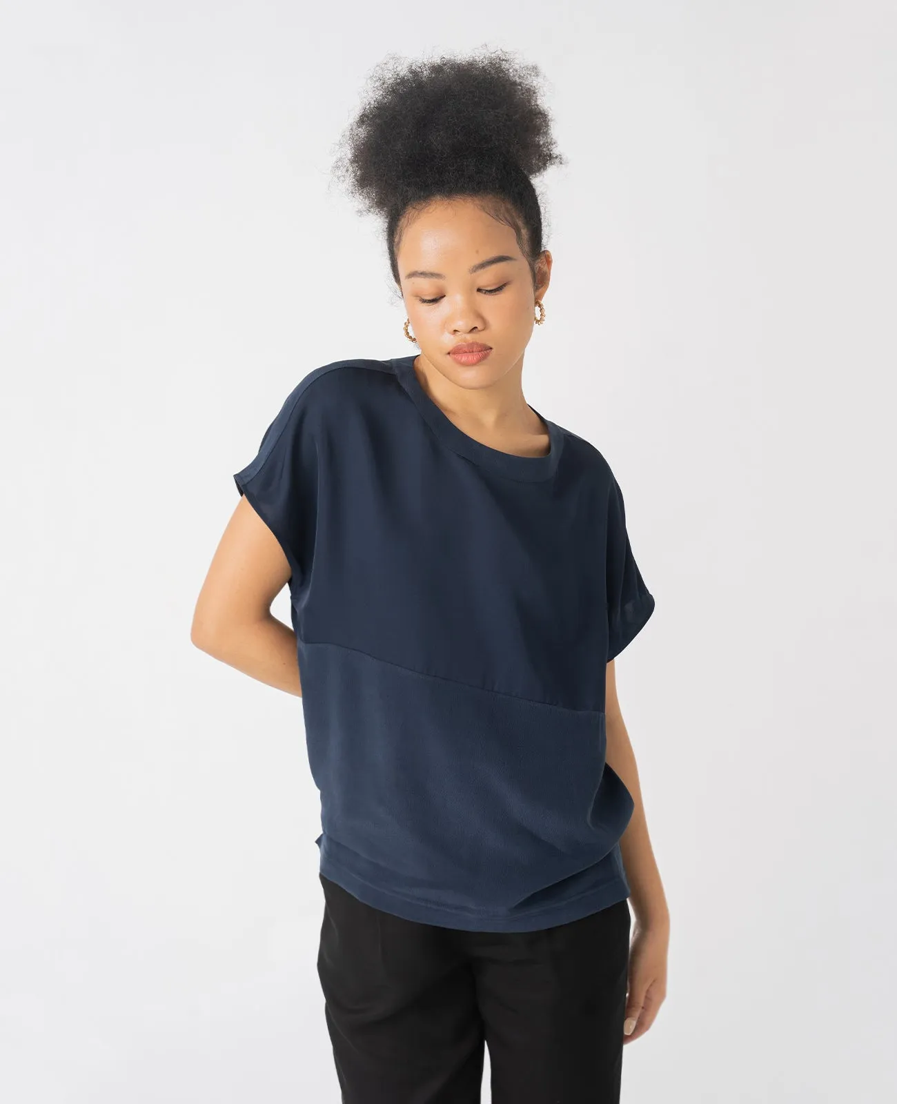 Silk Dropped Shoulder Tee