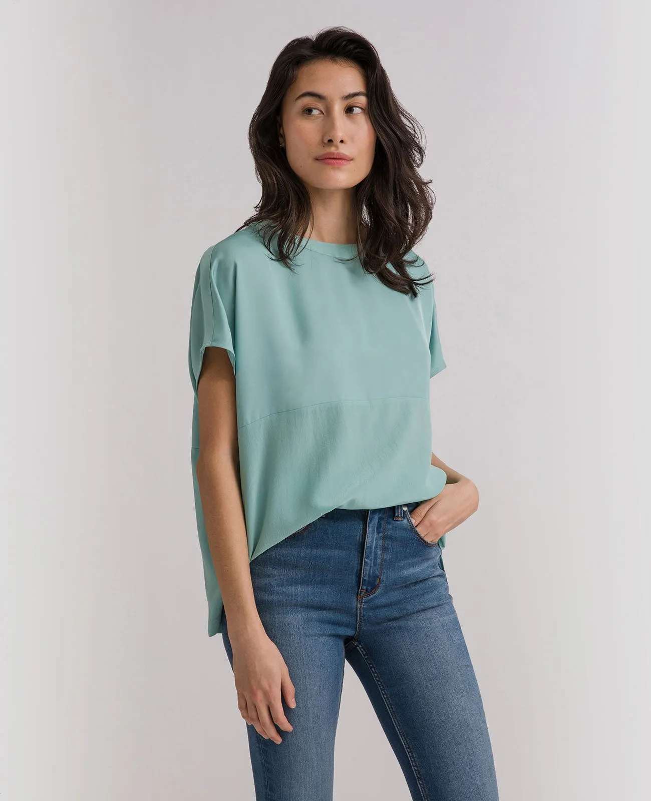 Silk Dropped Shoulder Tee