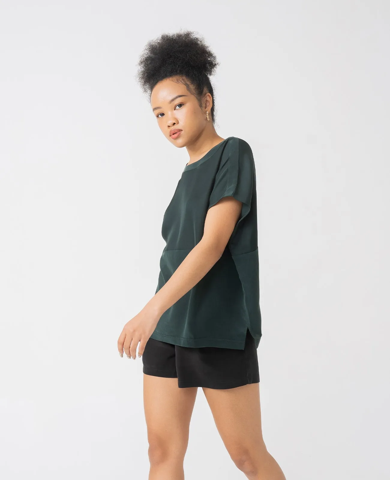 Silk Dropped Shoulder Tee